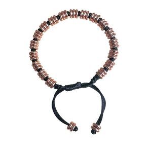 Copper-Tone Adjustable Beaded Bracelet – Black Cord